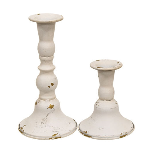 2/Set - Cream & Gold Accent Taper Holders