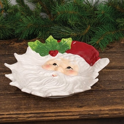 Vintage Ceramic Holly & Santa Decorative Plate