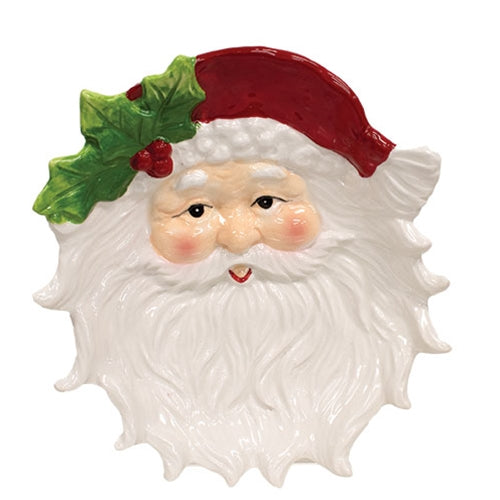 Vintage Ceramic Holly & Santa Decorative Plate