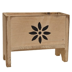 Rustic Wood Deco Daisy Planter Bin - 4 Asstd.