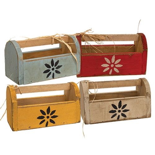 Rustic Wood Deco Daisy Flower Tote - 4 Asstd.