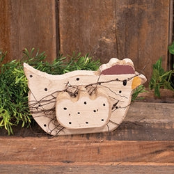 Rustic Wood Polka Dot Chicken Sitter - 6"H