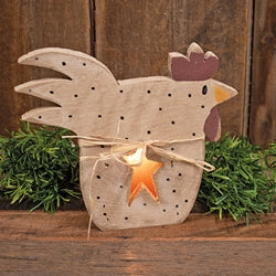 Rustic Wood Star Cutout Light Up Polka Dot Chicken