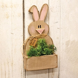 Rustic Wood Spring Thyme Bunny Wall Pocket