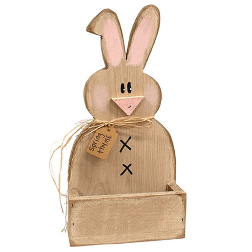 Rustic Wood Spring Thyme Bunny Wall Pocket