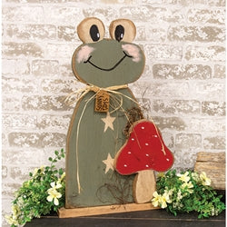 Rustic Wood Sunny Days Frog With Mushroom On Base - 24.75"H