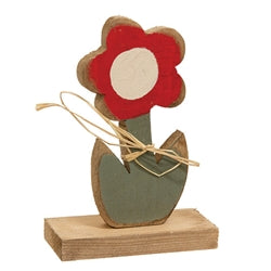 Rustic Wood Daisy On Base - 8"H - 4 Asstd.