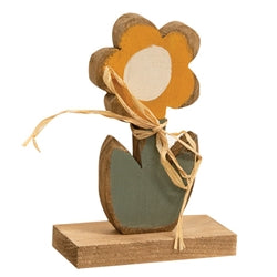 Rustic Wood Daisy On Base - 8"H - 4 Asstd.
