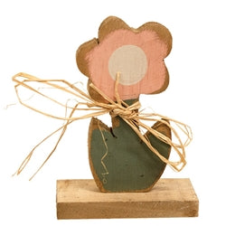 Rustic Wood Daisy On Base - 8"H - 4 Asstd.