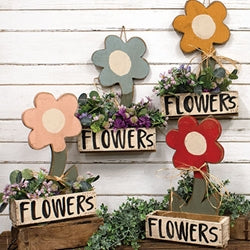 Rustic Wood Large Flower Planter - 4 Asstd.