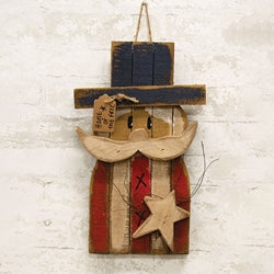 Rustic Lath Hanging Home of The Free Uncle Sam - 16"H