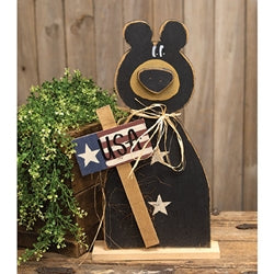 Rustic Wood USA Black Bear on Base - 24.5"H