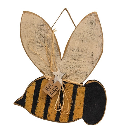 Rustic Wood Hanging Bee Kind Bee - 14"H