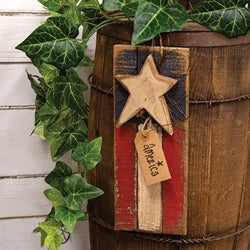 Rustic Lath Hanging Vertical America Flag - 4.5" x 11.75"