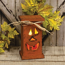 Rustic Wood Jack O Lightup Pedestal - 11.5"H