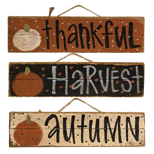 Rustic Polka Dot Lath Fall Sign - 3 Asstd.