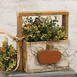Rustic White Lath Tote With Pumpkin