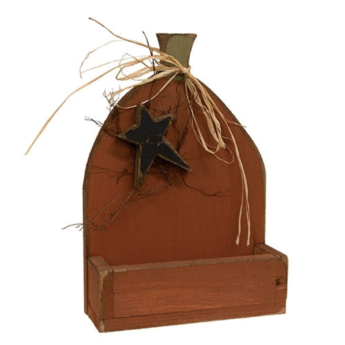 Rustic Wood Pumpkin With Star Wall Pocket - 16.25"H