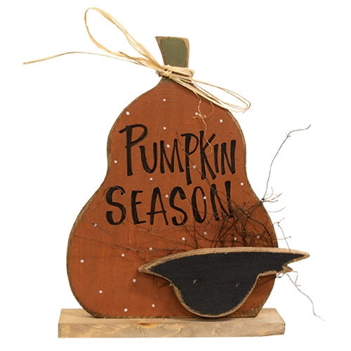 Rustic Wood Polka Dot Pumpkin Season Pumpkin With Crow on Base - 15"H - 2 Asstd.