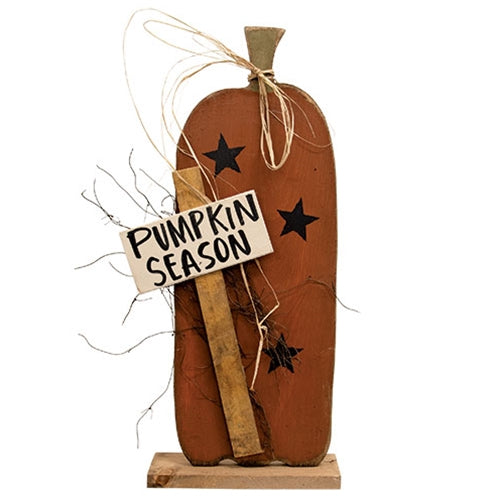 Rustic Wood Star Painted Pumpkin Season Pumpkin on Base - 25"H