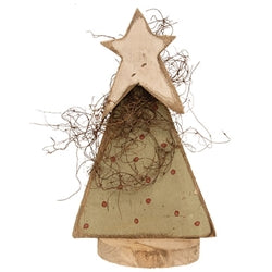 Rustic Wood Polka Dot Christmas Tree With Star on Base - 11"H - 2 Asstd.