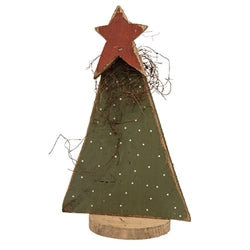 Rustic Wood Polka Dot Christmas Tree With Star on Base - 15"H - 2 Asstd.