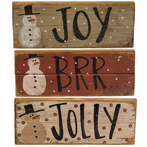 Winter Words Hanging Snowman Lath Sign - 7.75"x3" - 3 Asstd.