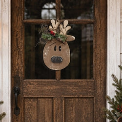 Rustic Wood Hanging Reindeer Head - 11"H