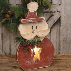 Rustic Wood Light Up Star Belly Santa