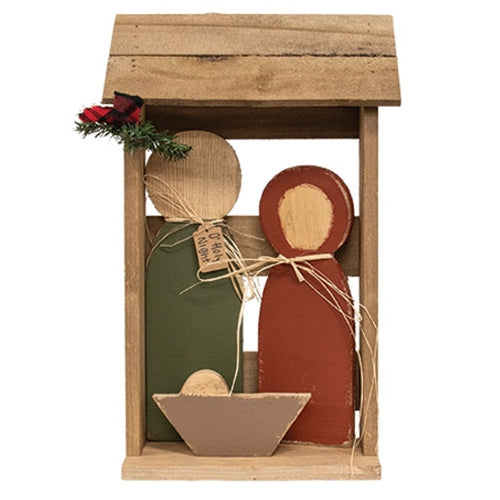 4/Set - Rustic Wood Nativity & Manger