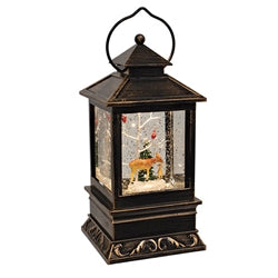Lighted Spinning Bronzed Winter Wonderland Water Globe Lantern - 3 Asstd.
