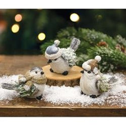 Resin Frosty Pine Bird 3 Asstd.