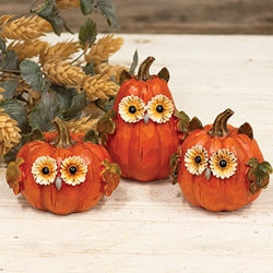 Resin Harvest Owl Pumpkin - 3 Asstd.