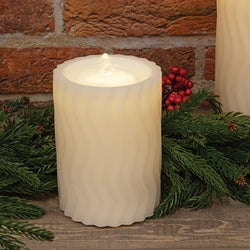 Wavy Deco LED Water Fountain Candle - 4.25" dia x 6"H