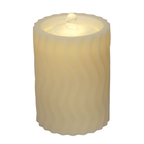 Wavy Deco LED Water Fountain Candle - 4.25" dia x 6"H