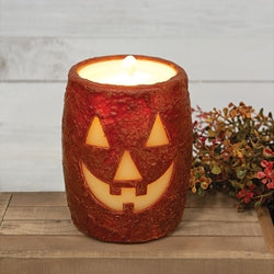 Carved Jack O Lantern LED Water Fountain Candle - 4.5" dia x 6"H