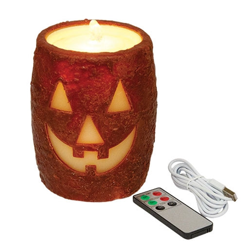 Carved Jack O Lantern LED Water Fountain Candle - 4.5" dia x 6"H