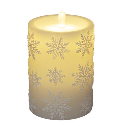 Glistening Snowflakes LED Water Fountain Candle - 4x6