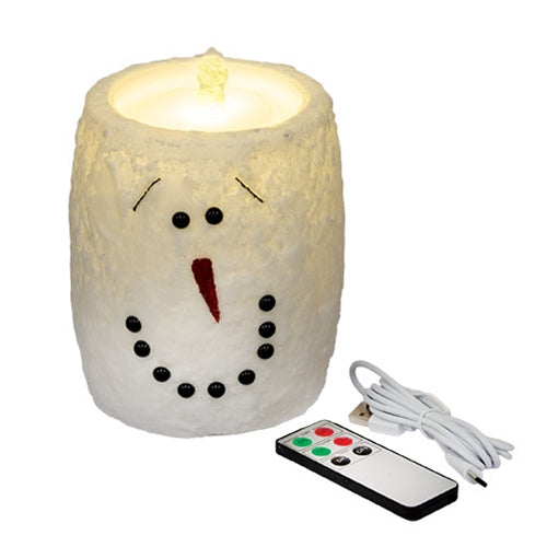 Smiling Snowman LED Water Fountain Candle - 4.5" dia x 6"H