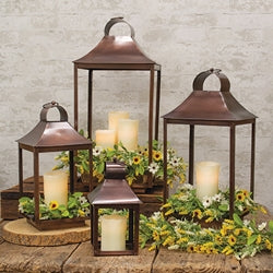 4/Set - Bronzed Metal Open Air Lanterns