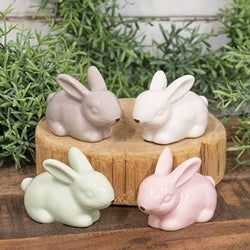 Ceramic Pastel Laying Easter Bunny Figure - 4 Asstd.