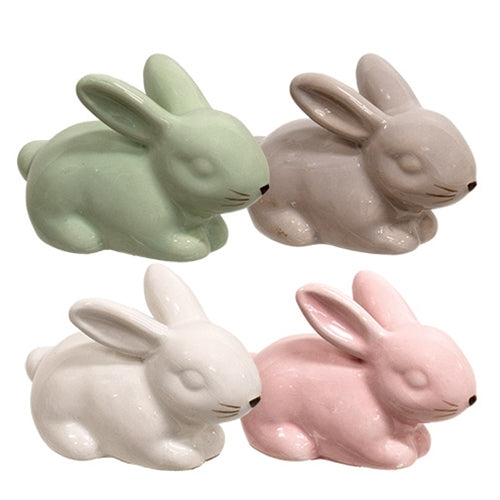 Ceramic Pastel Laying Easter Bunny Figure - 4 Asstd.