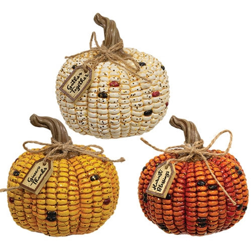 Resin Harvest Words Corn Pumpkin - 3 Asstd.