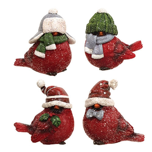 Resin Winter Hat Cardinal - 2.75"H - 4 Asstd.