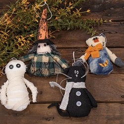 Stuffed Primitive Fabric Halloween Ornament - 4 Asstd.