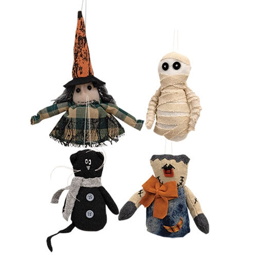Stuffed Primitive Fabric Halloween Ornament - 4 Asstd.