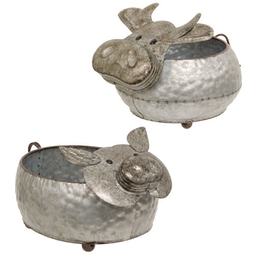 Hammered Metal Farm Animal Planter - 2 Asstd.