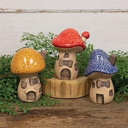 Terracotta Mushroom Fairy House - 3 Asstd.