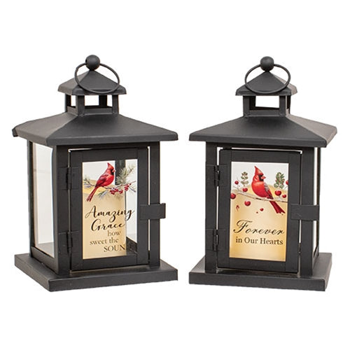 Flickering Inspirational Winter Cardinal Lantern - 8"H - 2 Asstd.