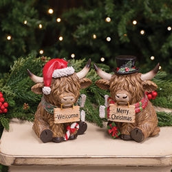 Resin Holiday Sign Highland - 5.5"H - 2 Asstd.